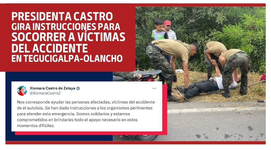 Presidenta Castro, gira instrucciones para socorrer a víctimas del accidente en Tegucigalpa-Olancho