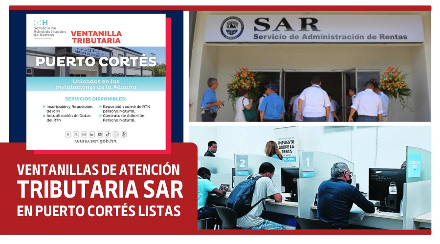 Ventanillas de Atención Tributaria SAR, en Puerto Cortés listas