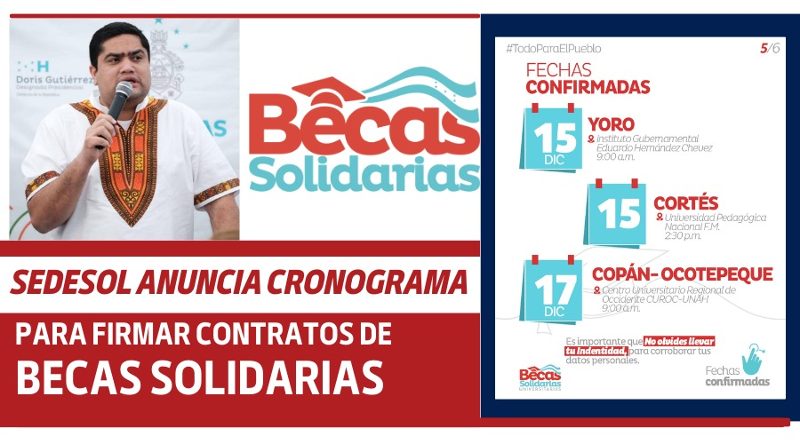 SEDESOL anuncia cronograma para firmar contratos de becas solidarias