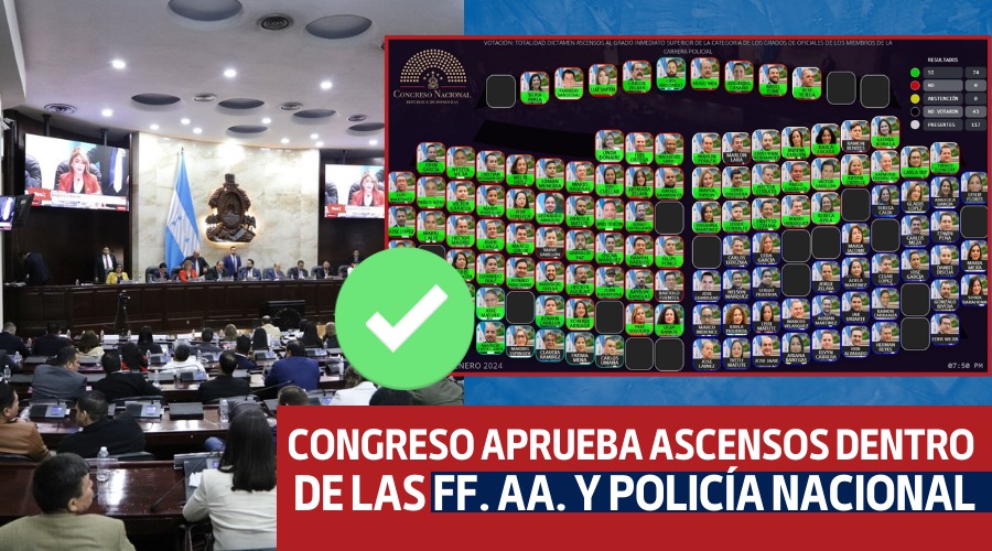 Congreso Nacional prueba ascensos dentro de las FF. AA. y Policía Nacional