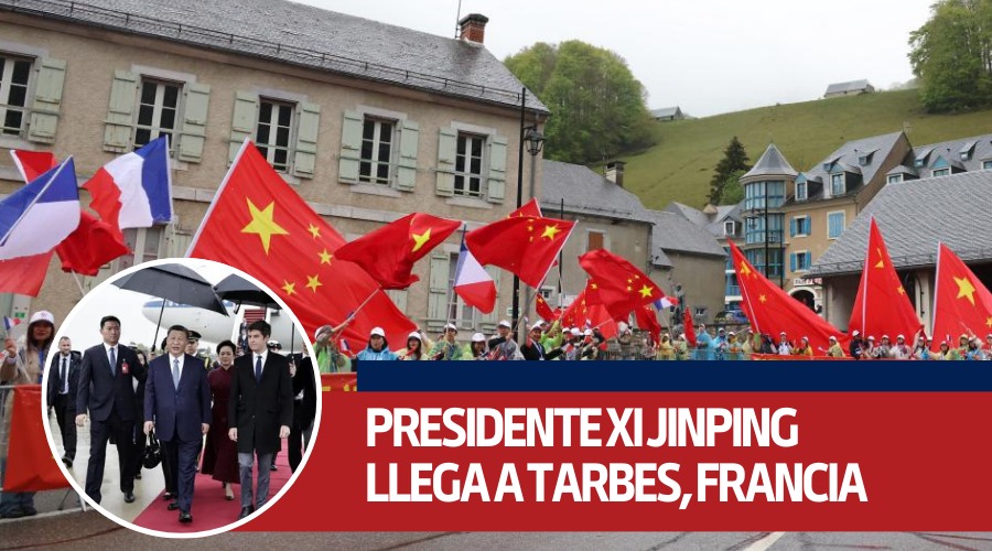 Presidente Xi Jinping llega a Tarbes, Francia