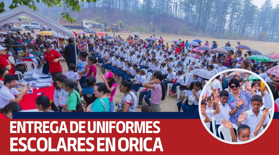 Entrega de uniformes escolares en Orica