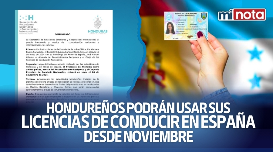 Hondureños podrán usar sus licencias de conducir en España desde noviembre