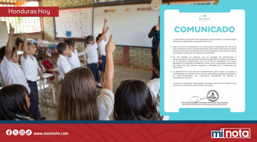 EDUCACIÓN ANUNCIA CIERRE DE AÑO ACADÉMICO 2025