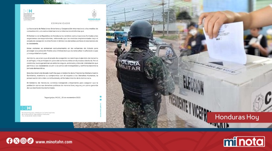 EL ESTADO DE EXCEPCION NO LIMITA IR A VOTAR EN LAS ELECCIONES DE HONDURAS