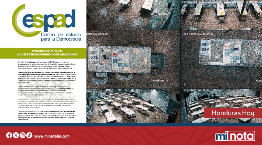 CESPAD CUESTIONA LEGITIMIDAD DEL PROCESO ELECTORAL TRAS DECLARATORIA PARCIAL SIN ESCRUTINIO CONCLUIDO